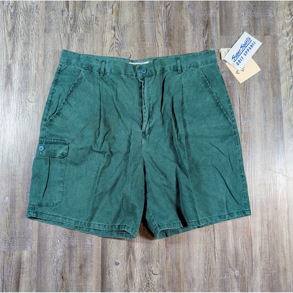 NOS Vintage Super Sports Golf Apparel Cargo Shorts Green Men's 38 NWT